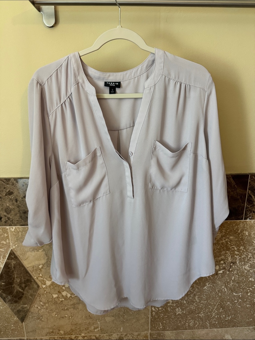 torrid Lavender Split-Neck Pocket Blouse
